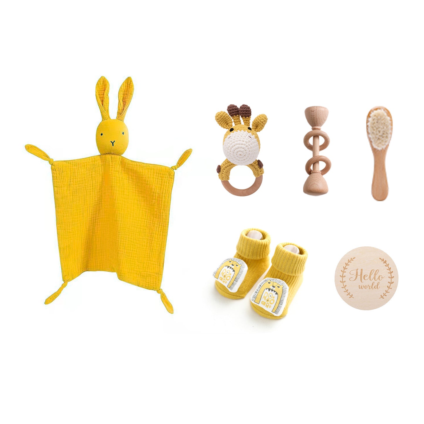 Infant Comfort Rattle Rabbit Bath Towel Gift Set