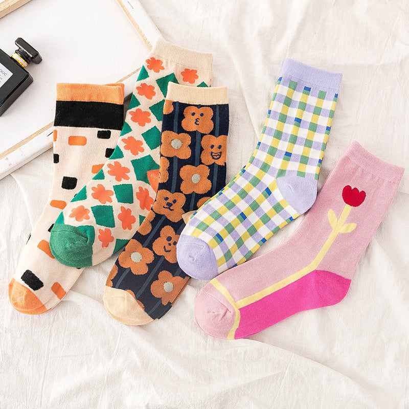 Socks Female Mid-tube Ins Four Seasons Moroccan Wild Socks Tide Socks Street Socks