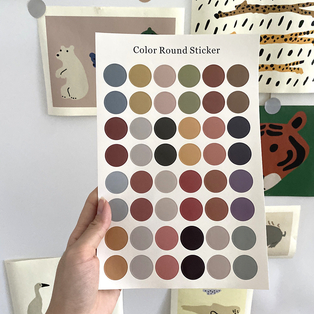 Morandi Earth Color Polka Dot Hand Account Seal Sticker