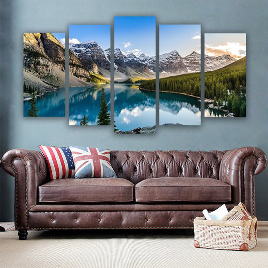 5 Piece Canvas Wall Arts Moraine Lake And Mountain Living Room Modular Modern Picture Home Decor