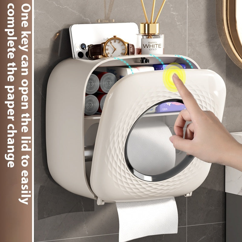 Toilet Tissue Box Toilet Punch-free Wall-mounted Tissue Box