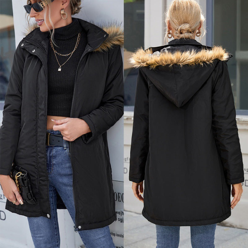 Casual Hooded Mid-length Trench Coat