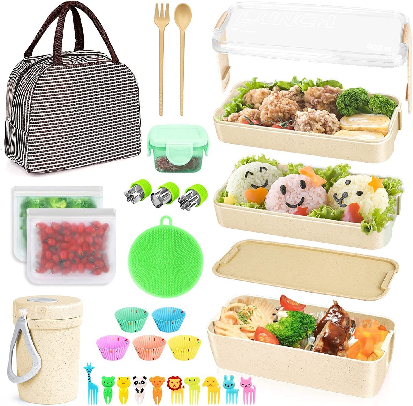 27-piece Lunch Box Lunch Box Suit Thermal Bag Breakfast Cup Snack Bag Japanese Lunch Box Suit