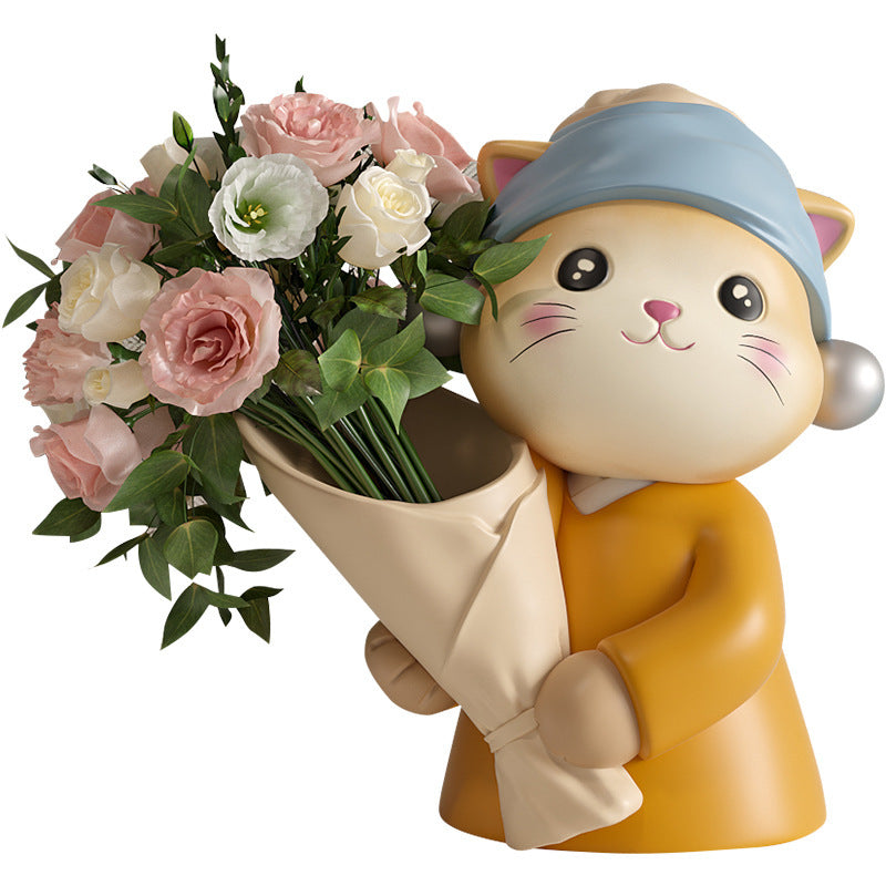 Art Cat Bouquet Vase Decoration Home Decoration