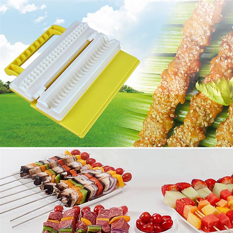 BBQ Meat String Machine Barbecue Skewer Tools Portable Tofu Skewer Kebab Maker Box Machine Grill Kitchen Accessories