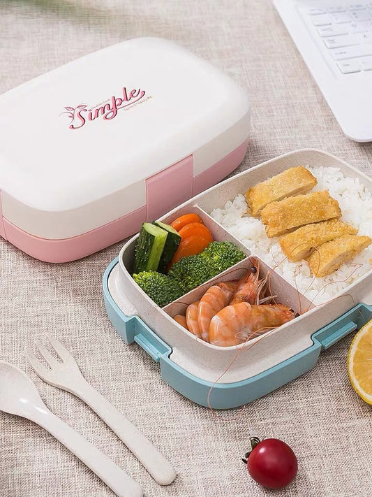 Lunch box office worker wheat fiber compartment lunch box Japanese student white tie lunch box