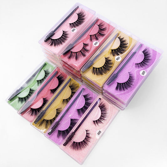 Natural 3D False Eyelashes Brush 1 Pair Set Of Imitation Mink Eyelashes Elongated Eyelashes