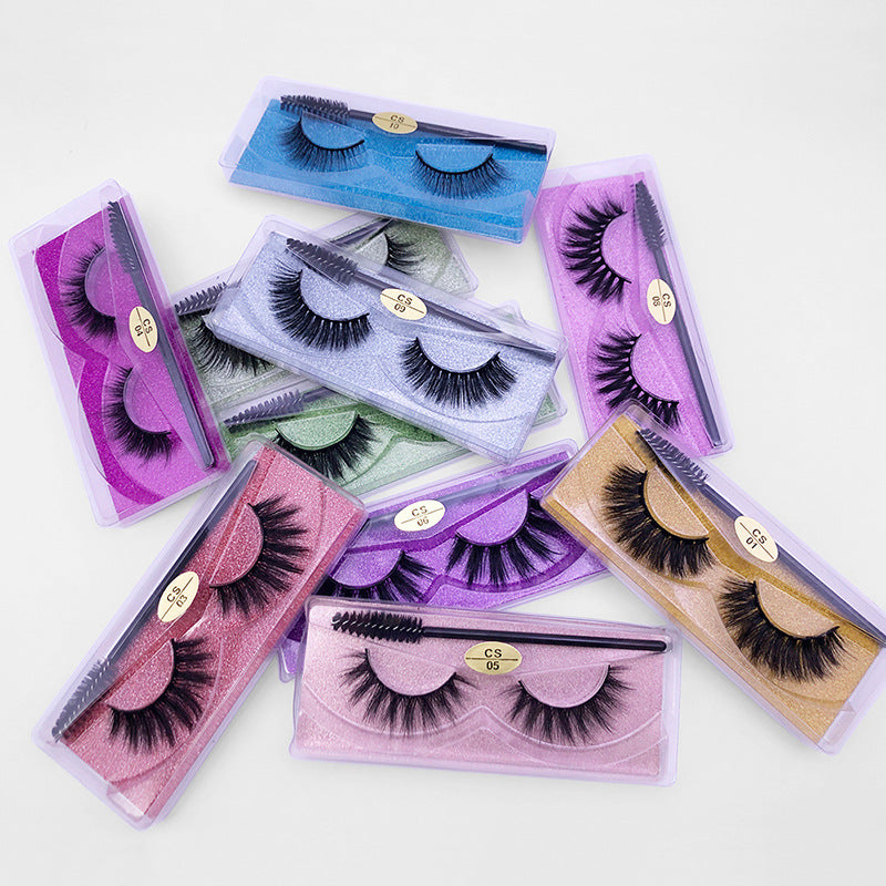 Natural 3D False Eyelashes Brush 1 Pair Set Of Imitation Mink Eyelashes Elongated Eyelashes