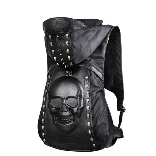 Hooded Skull Hat Backpack Europe And America Halloween Steampunk Rivet Hat Backpack