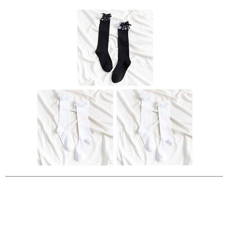 Socks Women's Mid-length Calf Socks White Lace Socks