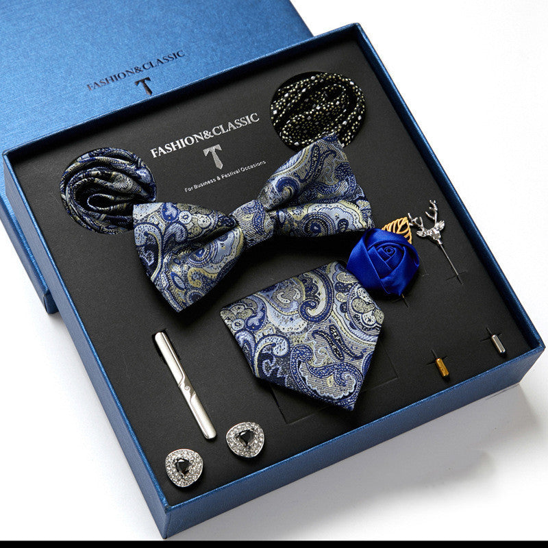 New Men's Gift Box Tie Fashion Business Striped Necktie Square Scarf Combination Set Gift Box Gift