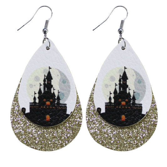 Halloween leather drop earrings