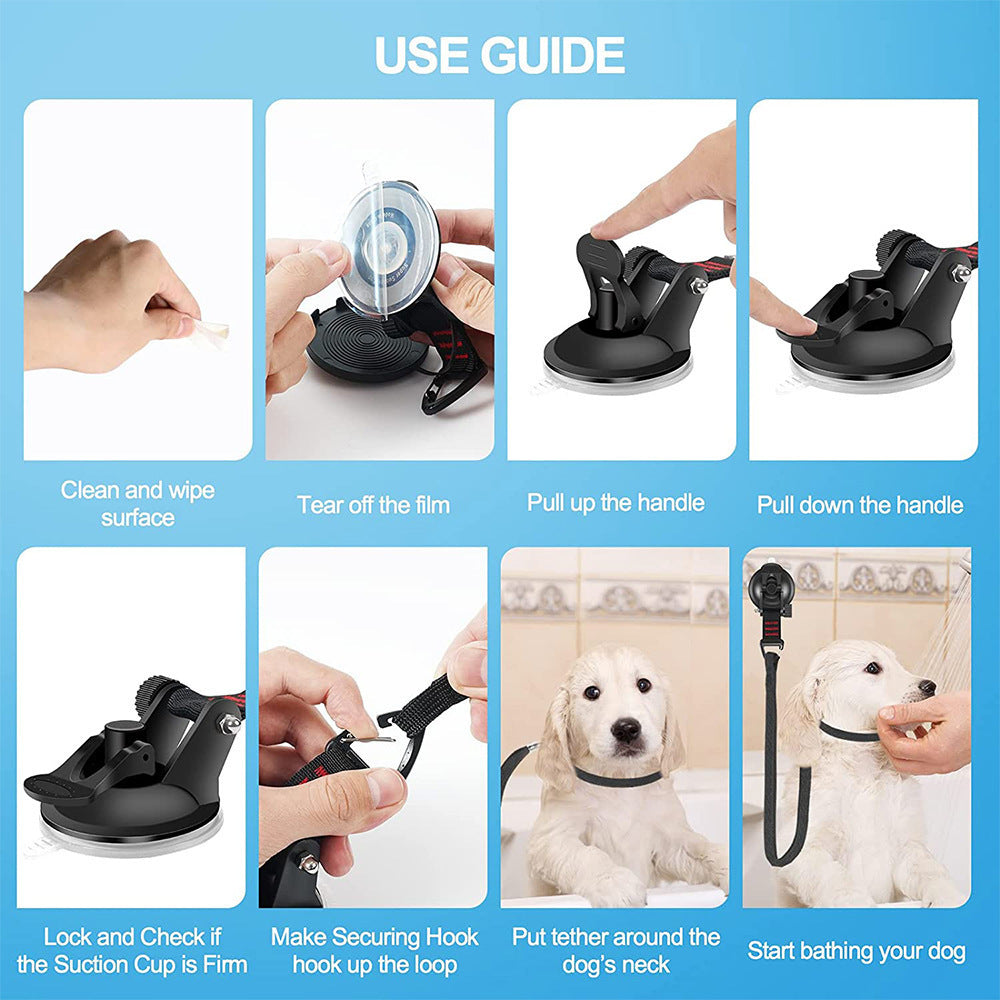 Pet Bathing Fixed Artifact Bathing Fixed Suction Cup Traction Rope Anti-grab And Anti-disturbance Suction Cup Handcuffs Finished Product