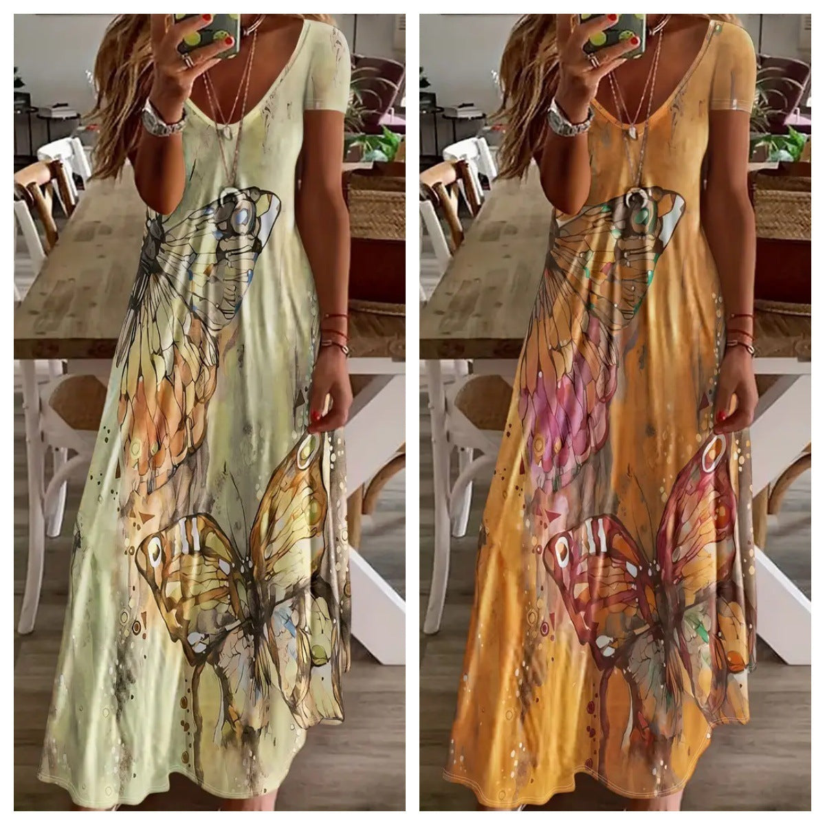 Bohemian Beach Daily Summer Printed Short Sleeve Dress