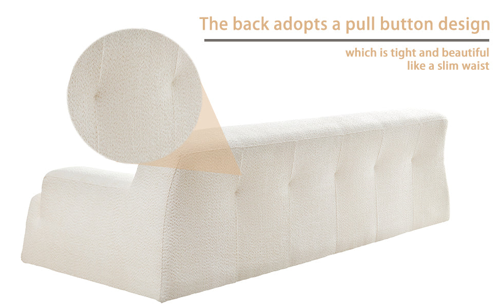 WKS9 White sectional sofa with removable pillows, durable fabric, solid wood frame, high density sponge filler