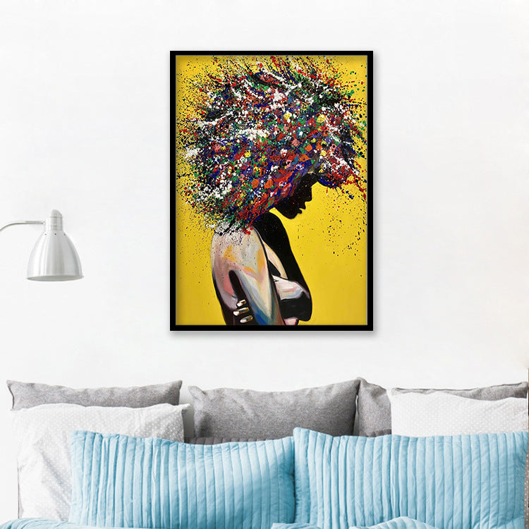 Girl portrait canvas print oil wall art poster