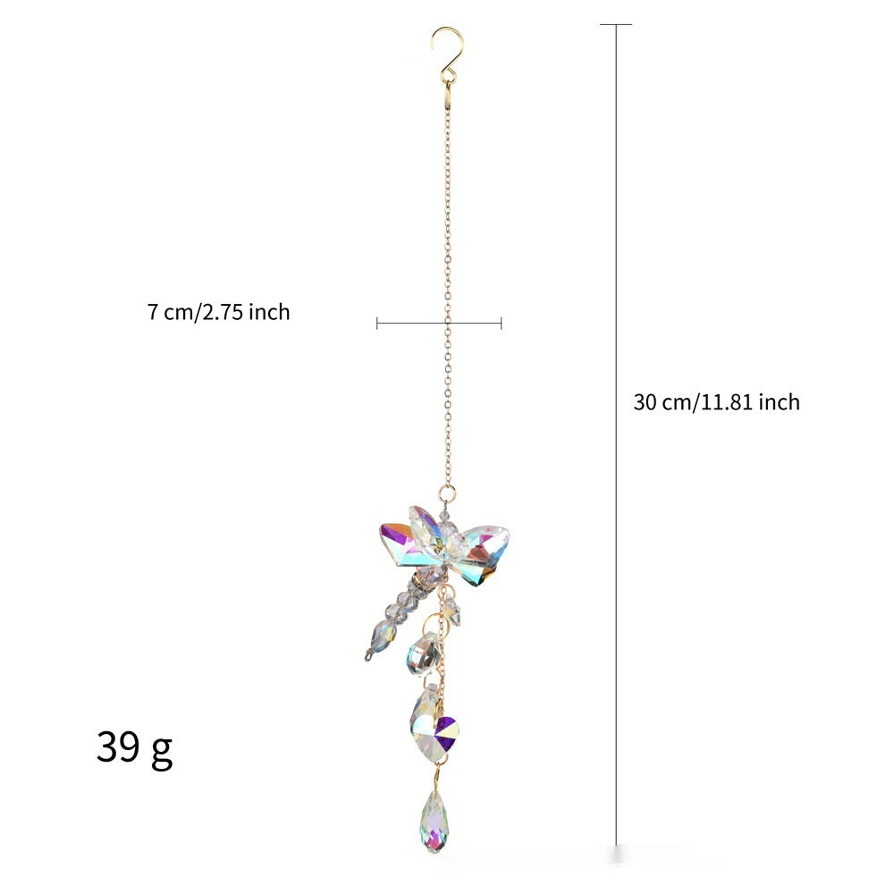 Garden Decoration Window Hanging Hand-knitted Butterfly Dragonfly Crystal Pendant