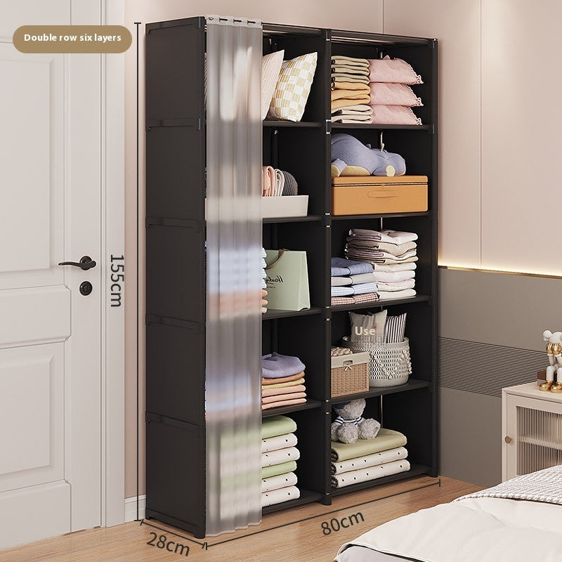 Dust-proof Wardrobe Household Bedroom Storage Cabinet Combination Locker Small Wardrobe Storage Rack