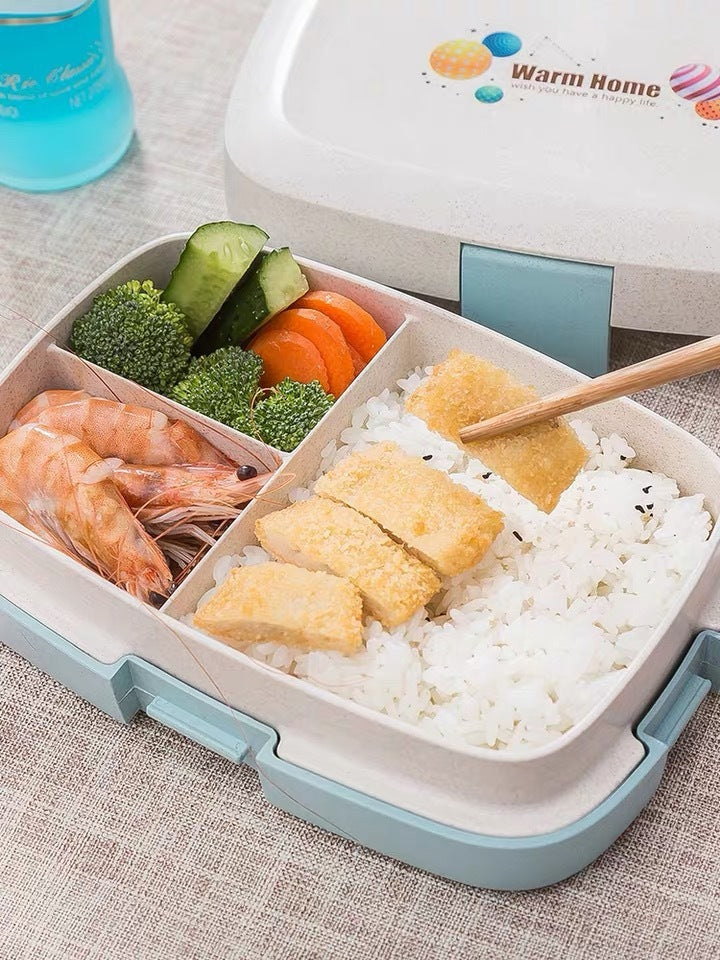 Lunch box office worker wheat fiber compartment lunch box Japanese student white tie lunch box