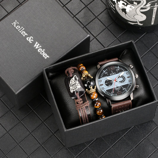 New Suit Men's Quartz Watch  Bracelet Gift Set Box