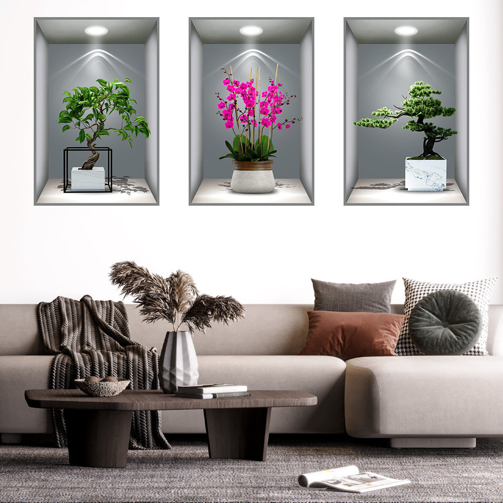 Only Darkstory 3D Effect Potted Triple Stickers Home Decor