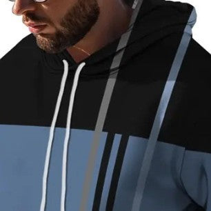 Men's Hooded Printed Sports Plus Size Pullover Sweater