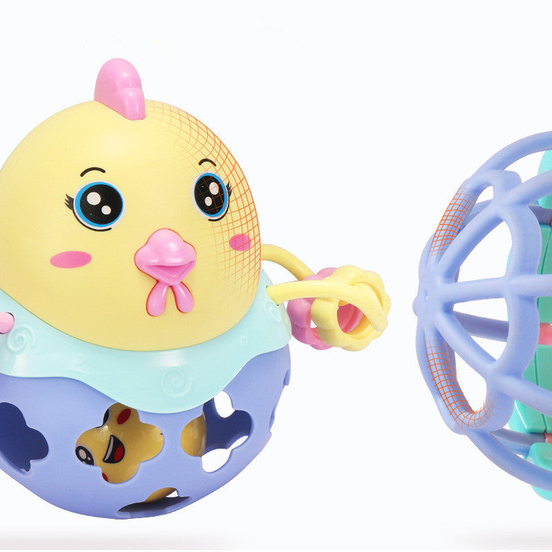 Soft rubber animal hand grasping ball chicken baby holding ring ball fitness soft rubber ball bell ball early education toys