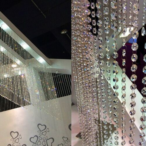 Octagonal crystal bead curtain partition curtain