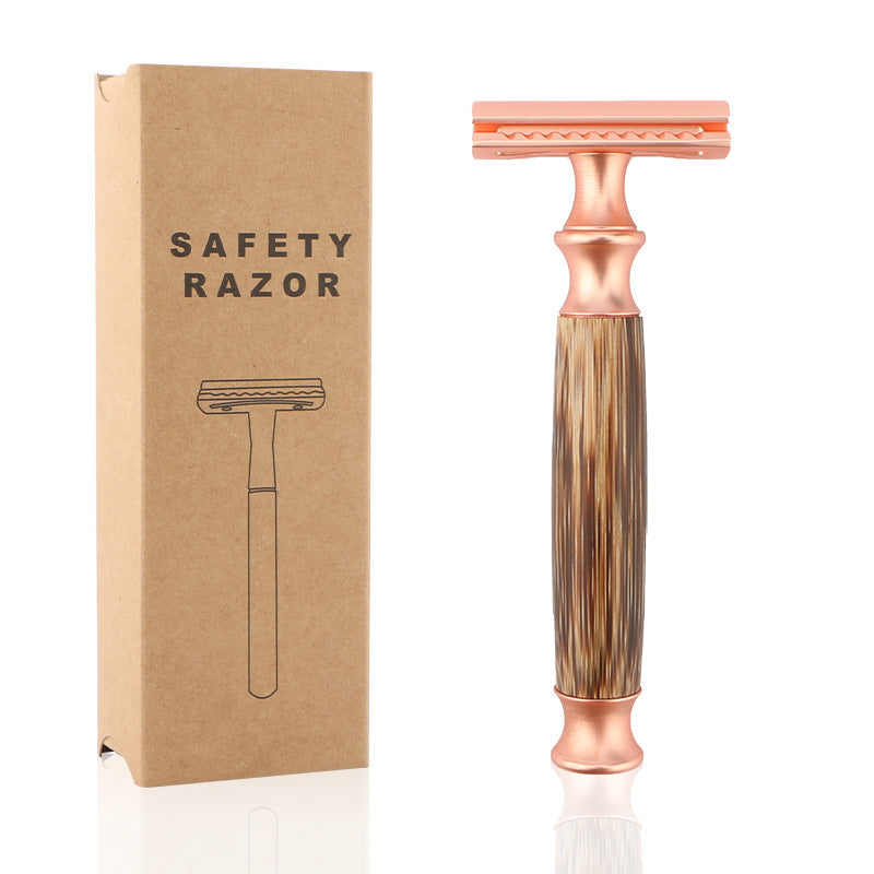 Rust-proof metal safety razor with bamboo handle