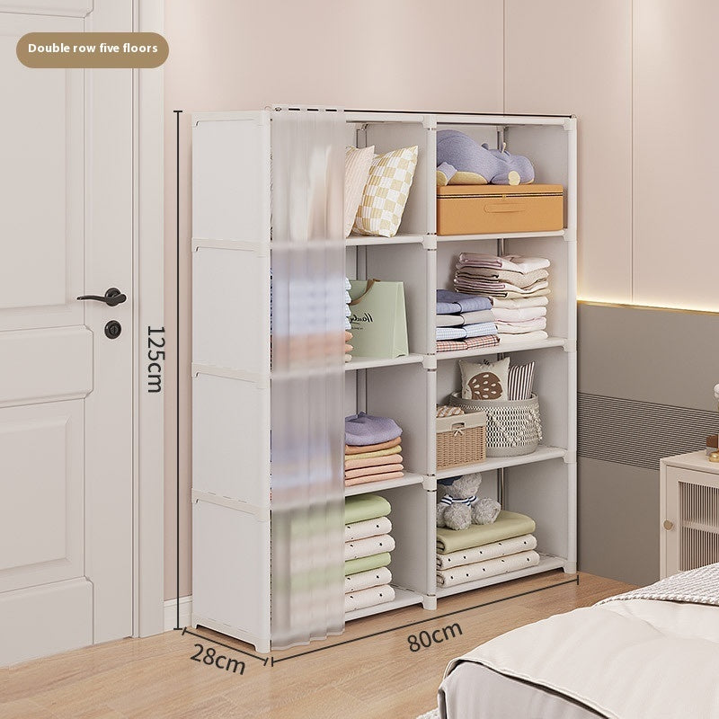 Dust-proof Wardrobe Household Bedroom Storage Cabinet Combination Locker Small Wardrobe Storage Rack