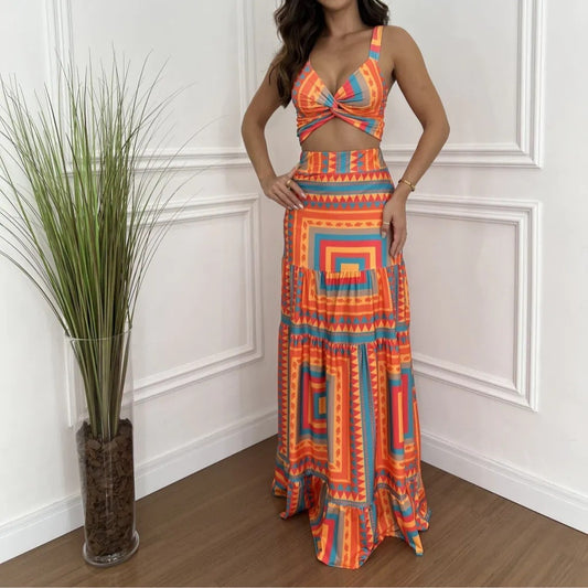 Casual Fashion Printed Color Dress Suit