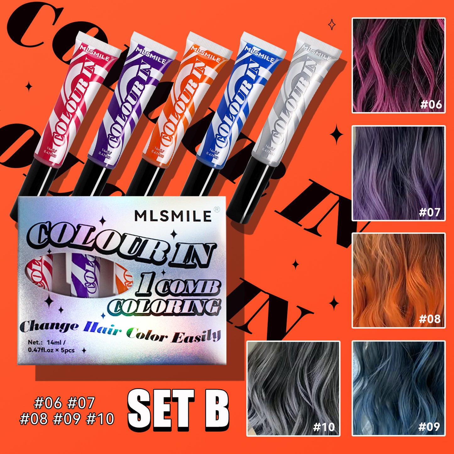 5-piece Set Red Yellow Blue White Gray Disposable Hair Dye