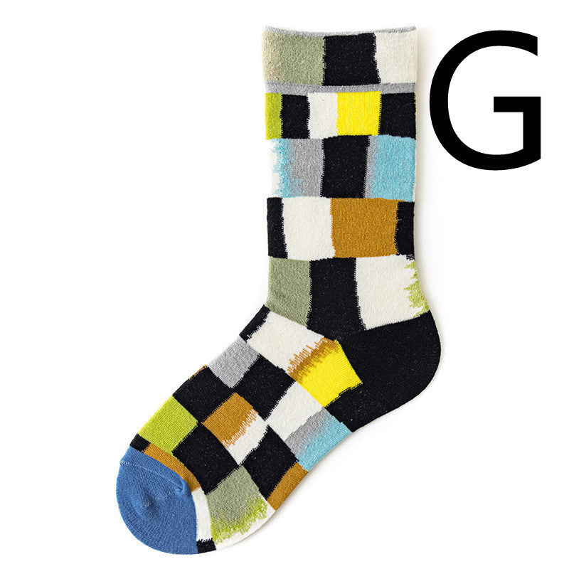 Cotton Adult Stockings Mens Retro Trendy Socks