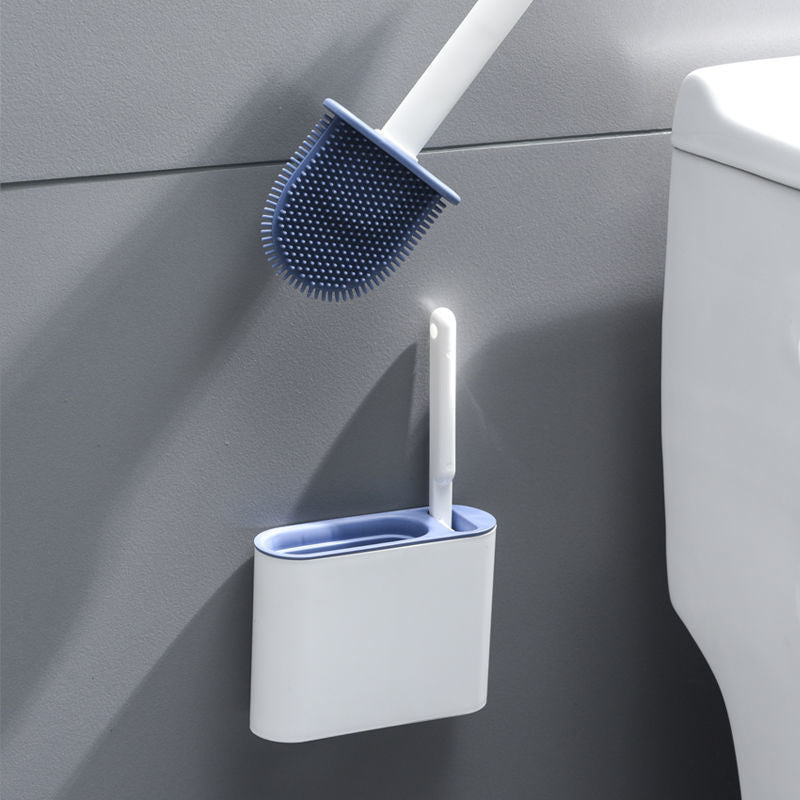 Two-in-one Set Of Silicone Brush Head Toilet Cleaning Brush