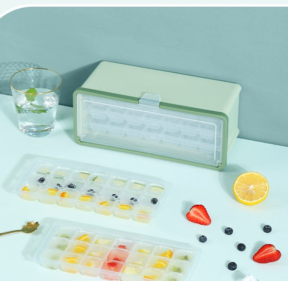 Drawer Type Plastic Ice Cube Mold Maker With Lid And Bin For Beer Cooling Ice Cube Tray