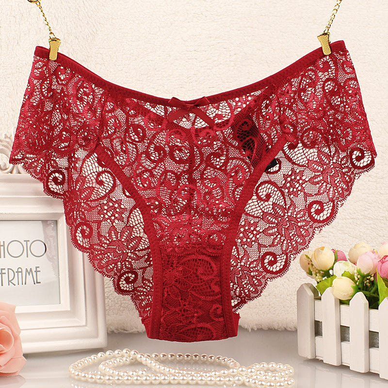 Sexy mid-rise ladies panties Lace women's briefs