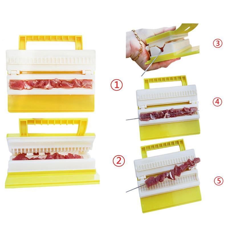 BBQ Meat String Machine Barbecue Skewer Tools Portable Tofu Skewer Kebab Maker Box Machine Grill Kitchen Accessories