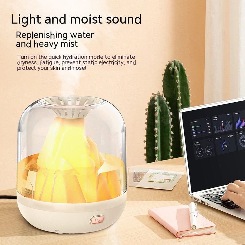 Household Large Capacity Charging Humidifier Flame Aroma Diffuser