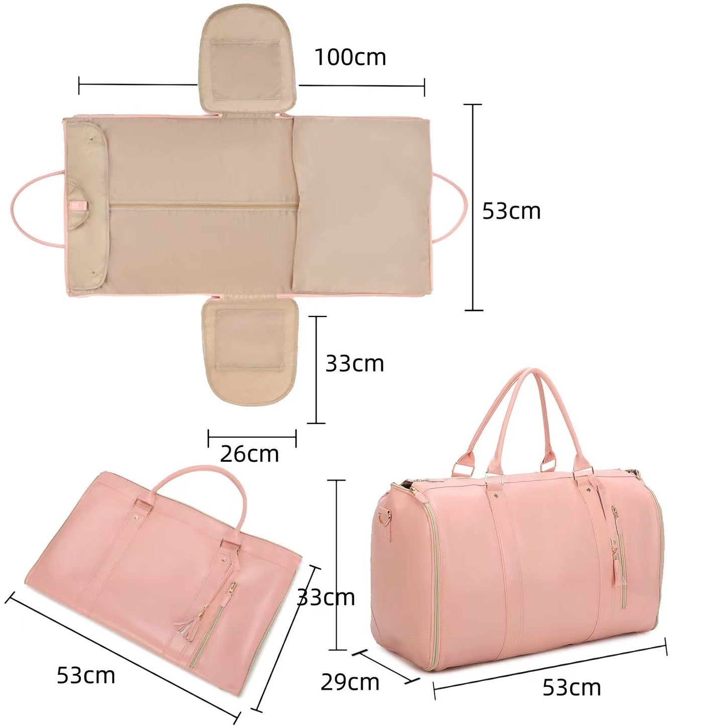 Foldable Women's Travel Convenient Carry-on Clothing Bag Large PU Leather Duffel Bag Women's Business Travel Bag