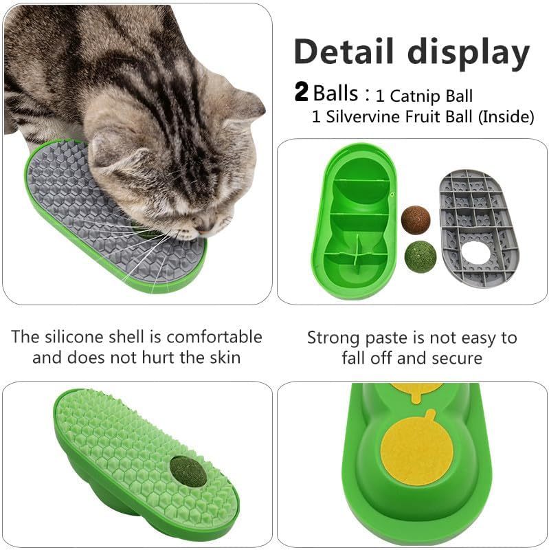 Catnip Toys Balls That Stick On Wall Pet Massage Brush Cat Toy Ball  Catnip Wall Balls For Cats Lick Cat Face Scratchers  Cat Self Groomer For Indoor Cats Cat Corner Brush Wall