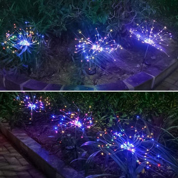 New Ground Plug Solar Fireworks Light LED Light String Copper Wire Outdoor Garden Decoration Star Lights Christmas Lights