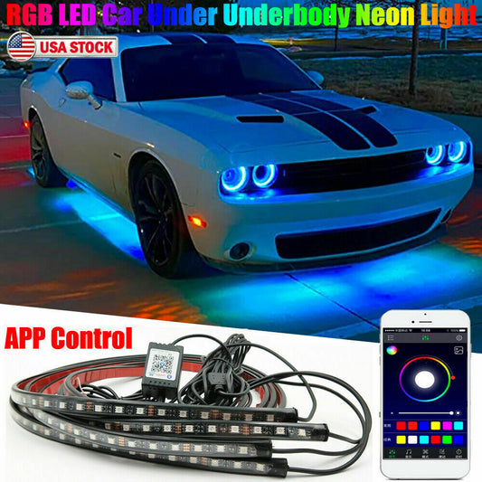 Car Underglow Light Flexible Strip LED Underbody Lights Remote APP Control Car Led Neon Light RGB Decorative Atmosphere Lamp