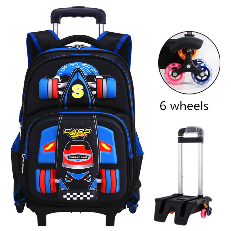 Three Dimensional Car Boys Primary School Trolley School Bag