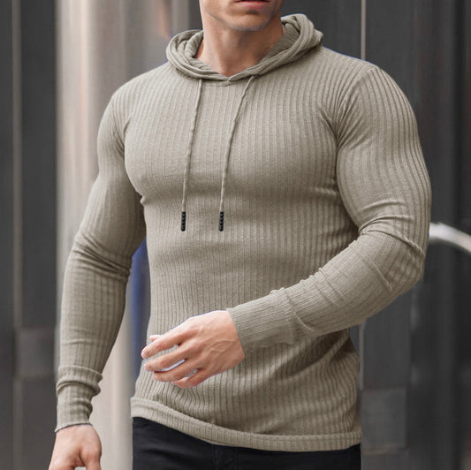 Men's Fashion Casual Slim Fit Knitted Long Sleeve Hoodie