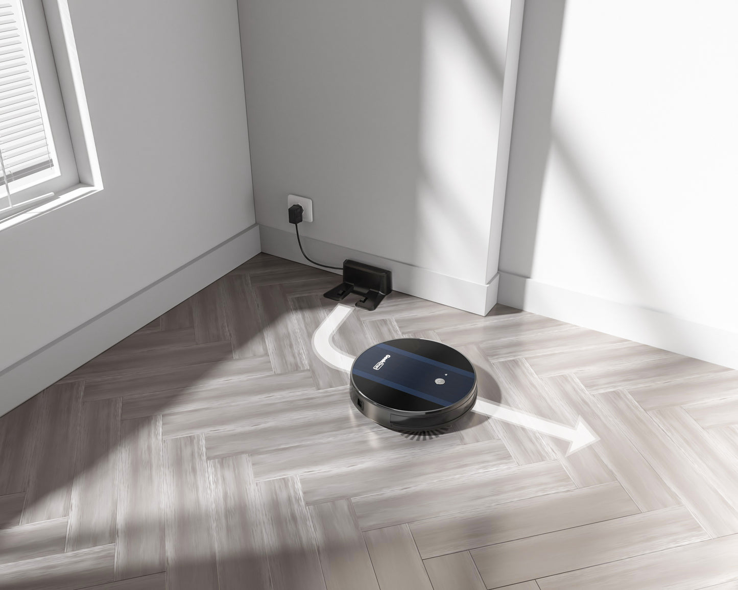 Geek Smart Robot Vacuum Cleaner G6 Plus, Ultra-Thin, 1800Pa Strong Suction, Automatic Self-Charging, Wi-Fi Connectivity, App Control, Custom Cleaning, Great For Hard Floors To Carpets