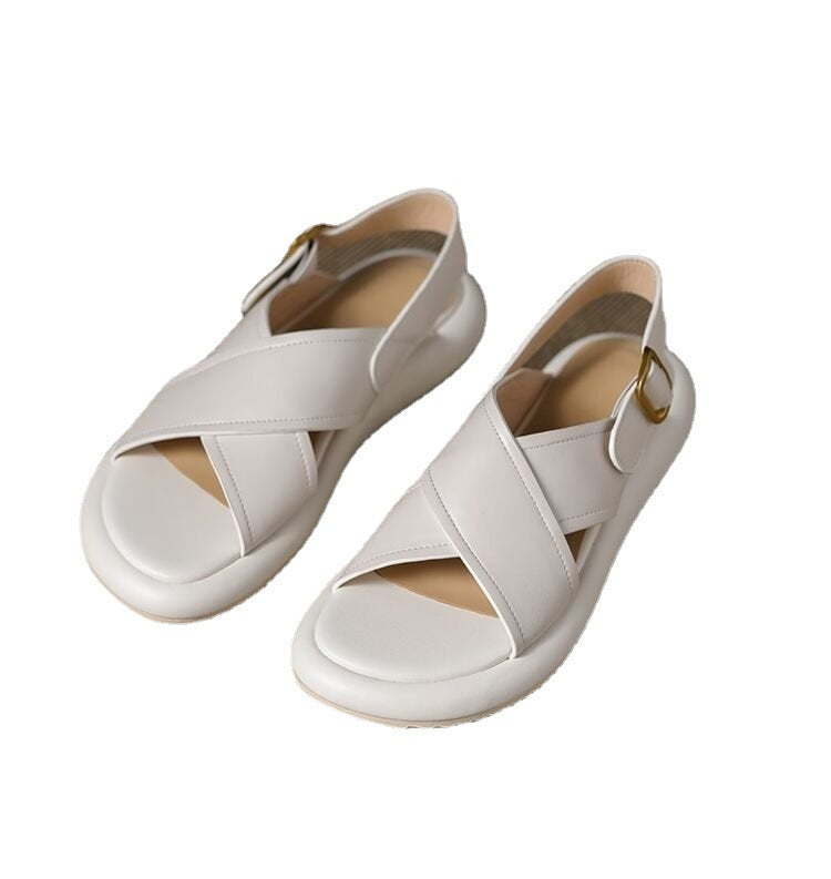 Women's Flat Non-slip Muffin Platform Cross Roman Sandals