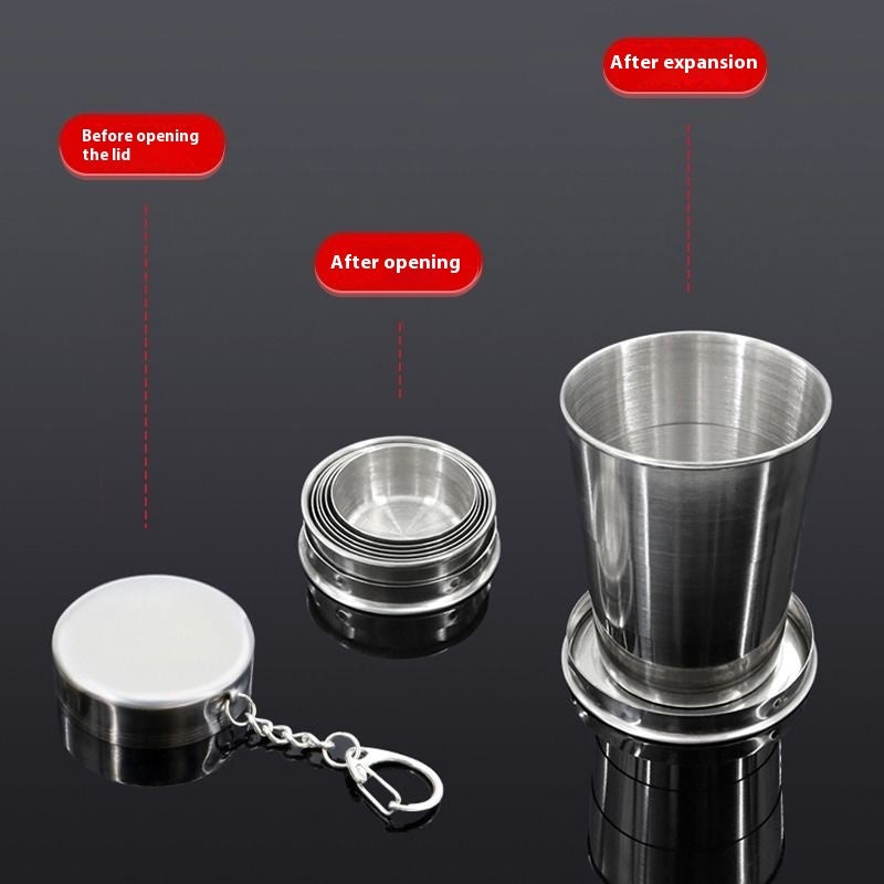 Stainless Steel Outdoor Folding Travel Water Cup Creative