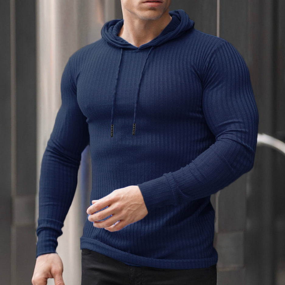 Men's Fashion Casual Slim Fit Knitted Long Sleeve Hoodie