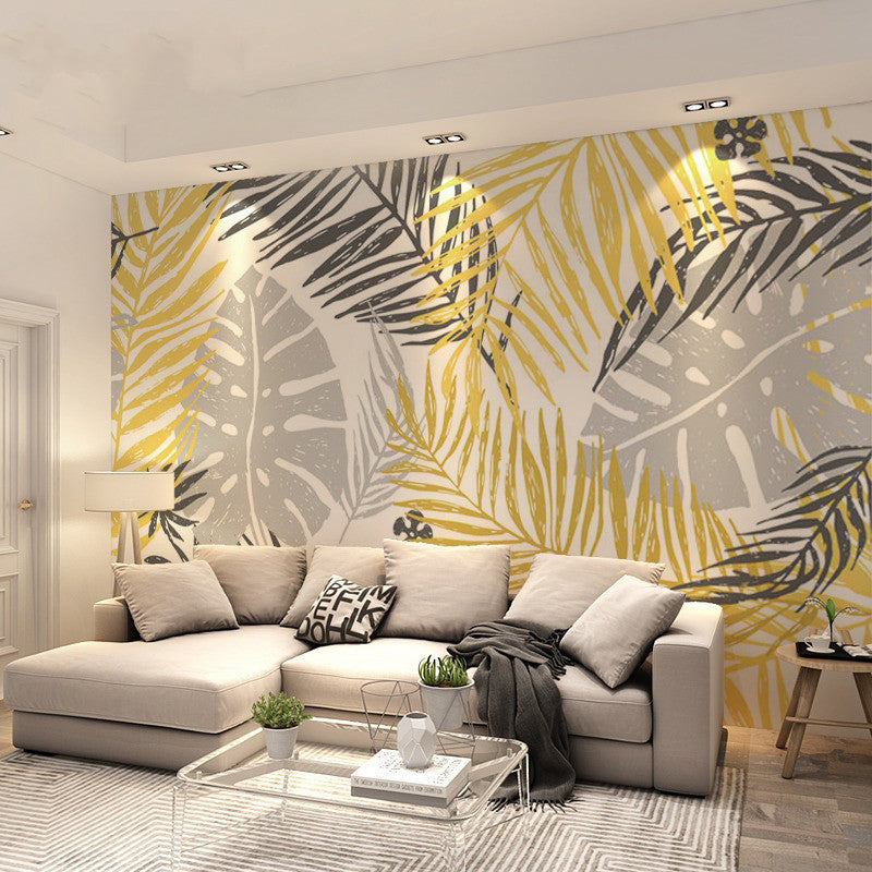 Modern Banana Leaft Background Self-Adhesive Wallpaper