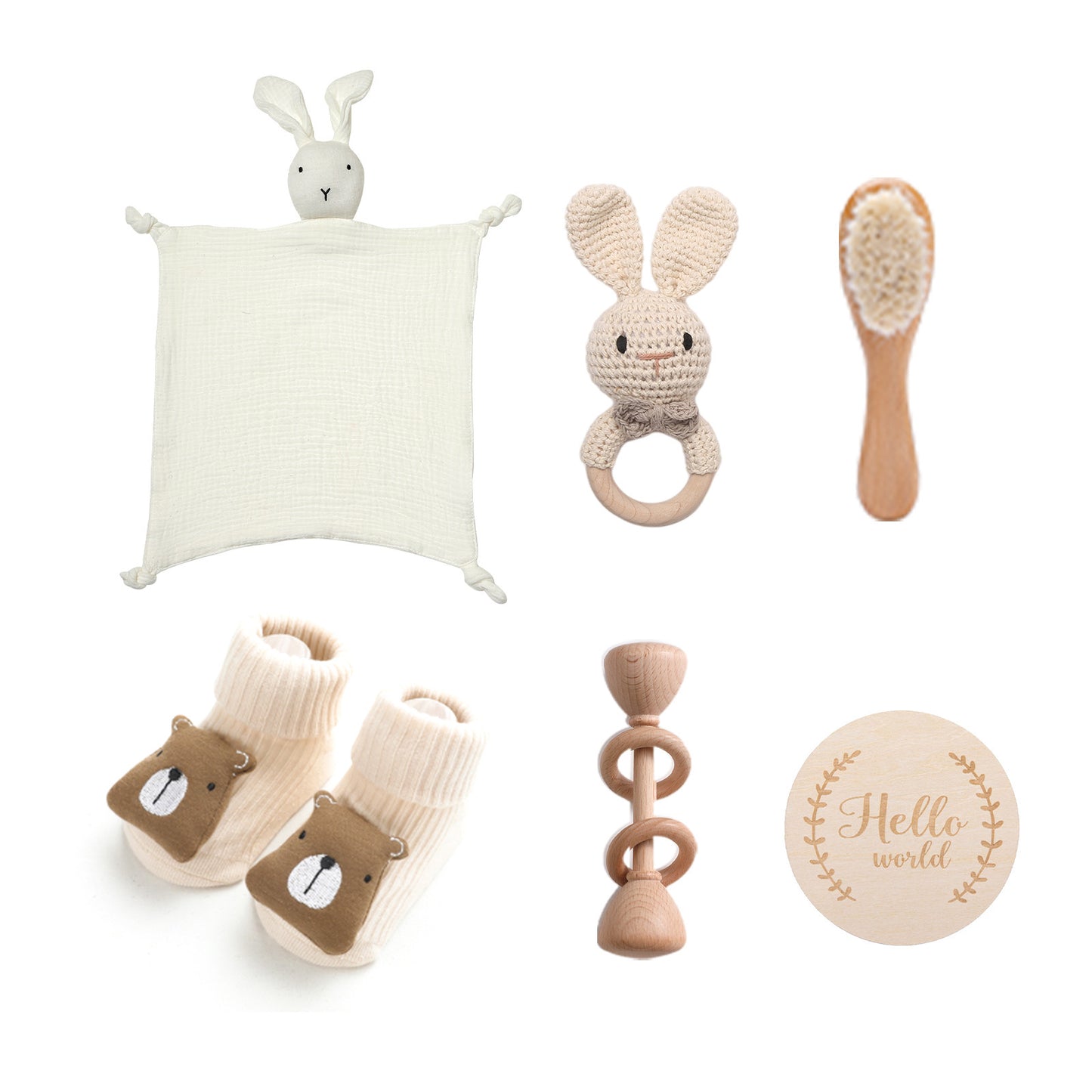 Infant Comfort Rattle Rabbit Bath Towel Gift Set